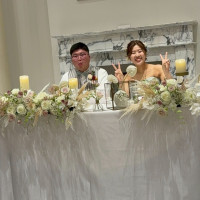 高砂はテーブルに！
装飾は優しい雰囲気にした！