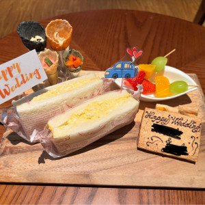 当日朝新郎新婦控え室での軽食|769588さんのアルタビスタガーデンの写真(2530398)