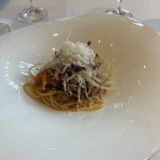 パスタ。結婚式でパスタを出すのは珍しいと思います。