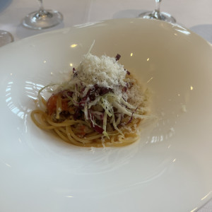 パスタ。結婚式でパスタを出すのは珍しいと思います。|769678さんのリストランテKubotsu （ひらまつウエディング）の写真(2530990)