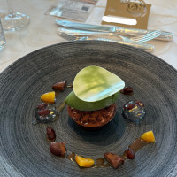 タルトガトーショコラ
日本酒ジュレ カラメルソース 抹茶アイ