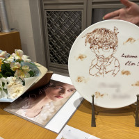 ウェルカムプレートのサービスがあった。チョコで書いてあります