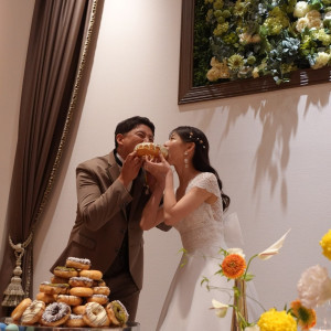 ウエディングケーキはドーナツタワーにしました！お気に入り！|770608さんのTHE SEASONS LANDMARK KOBE KITANO　ザシーズンズランドマーク神戸北野の写真(2535615)