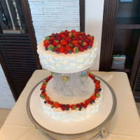 ケーキのグラスの中に持ち込み品を入れてもらえました。