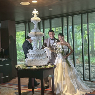 イミテーションケーキがとても大きく、演出バッチリでした！