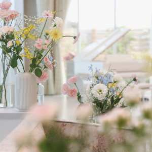 白・ピンク・黄色・水色のパステルカラーでまとめました|772274さんのララシャンスOKAZAKI迎賓館の写真(2577076)