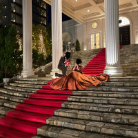 カラードレスでも式場で写真を撮りました。