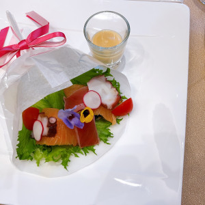 試食でいただいたサラダ|772677さんのアルカンシエル luxe mariage 大阪（アルカンシエルグループ）の写真(2545763)
