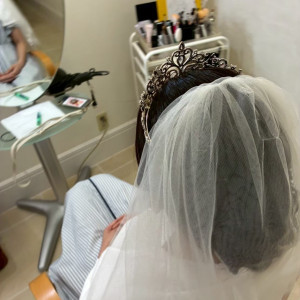 事前のメイクリハーサルです。ベールもつけてくれました。|772691さんのセントパトリック・チャーチ/ロイヤルホールヨコハマの写真(2546684)
