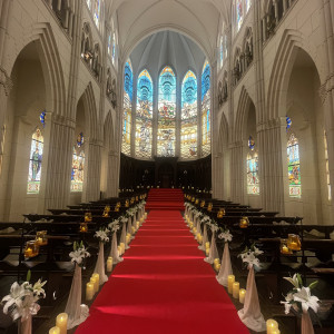 バージンロードに蝋燭を並べてもらうこともできるみたいです!|772754さんのカサ・デ・アンジェラの写真(2546172)