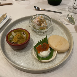 いくら最中
紅ズワイガニのサラダ
寒鰤と唐墨のタルターレ|773108さんのWITH THE STYLE FUKUOKA（ウィズ ザ スタイル フクオカ）の写真(2548029)