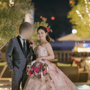 披露宴終了後、お庭の水盤にて撮影|773223さんのホテル ラ・スイート神戸ハーバーランドの写真(2548972)