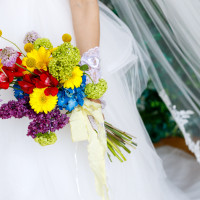 真っ白のドレスに合う推しカラーブーケを拘りました！
