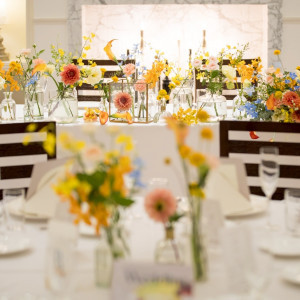 黄色メインの装花|773934さんのベイサイド迎賓館(松山)/テイクアンドギヴ・ニーズウェディングの写真(2554120)
