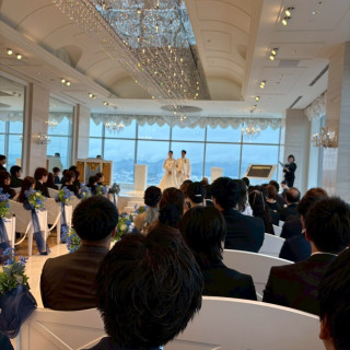 挙式会場の写真です。
景色がすごく良く、当日は雨でしたがこの