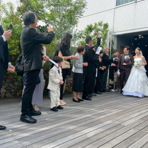 テラスに出てフラワーシャワー、ぬいぐるみトスと写真撮影|774261さんのCentral Terrace TOKYO（セントラル テラス トーキョー）の写真(2553212)