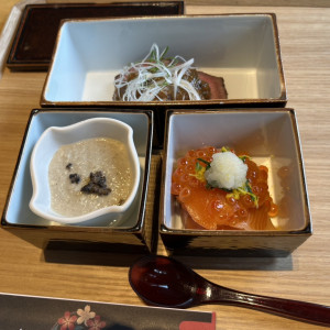 試食（旬な食材を使用しているため季節によって内容は変わる）|774314さんのエルムガーデンの写真(2553545)