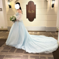 カラードレス、パフスリーブとヘアアクセは持ち込みにしました