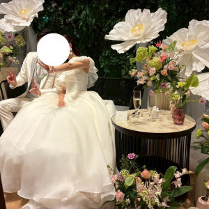 ふわふわの白ドレスとキュートだけど甘すぎない高砂素敵|775103さんのWグランラセーレ岡山の写真(2558622)