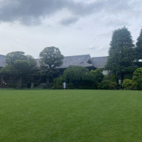 集合写真が撮れる中庭