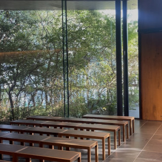 緑と木とガラスが絶妙