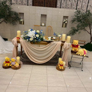 新郎新婦の机コーディネート|776157さんのマリエール ガーデン バーベナの写真(2563471)