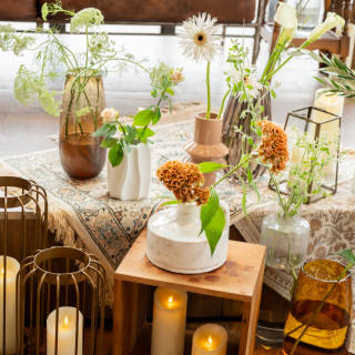 小さな花瓶をたくさんとお願いしたらこんな素敵にしてくれました