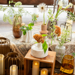 小さな花瓶をたくさんとお願いしたらこんな素敵にしてくれました|776348さんのBAYSIDE GEIHINKAN VERANDA/テイクアンドギヴ・ニーズウェディングの写真(2564239)