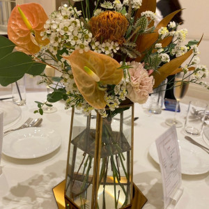 希望の秋をイメージした装花が希望通りでよかった|776376さんのアーククラブ迎賓館(福山)/テイクアンドギヴ・ニーズウェディングの写真(2564544)