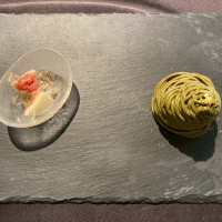 デザートはイチジクのゼリーと、抹茶のモンブランでした。