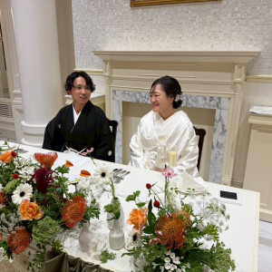 高砂の装花のみ、ピンクッションを追加しています|776549さんのアーククラブ迎賓館（郡山）/テイクアンドギヴ・ニーズウェディングの写真(2565979)