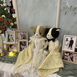 ウェルカムスペースにぬいぐるみや写真の飾り付けを持ち込みまし|776549さんのアーククラブ迎賓館（郡山）/テイクアンドギヴ・ニーズウェディングの写真(2565978)