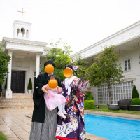 自然豊かなガーデンにて写真撮影