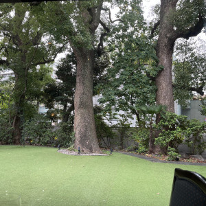 大きなシンボルツリーがあり、少人数には合ったガーデンの規模で|776711さんのアーモニーアグレアーブル(旧:マノワール・ディノ)/テイクアンドギヴ・ニーズウェディングの写真(2573141)