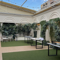 ウェルカムパーティーが出来るガーデンスペース