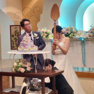 新郎へのファーストバイトはこんな大きいスプーンで出来ます笑|777096さんのグランシア須賀川の写真(2568964)