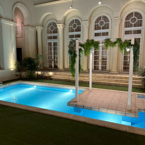 夜になるとガーデンの雰囲気もかわり、一段と素敵です|777527さんのアーフェリーク迎賓館（熊本）/テイクアンドギヴ・ニーズウェディングの写真(2572226)