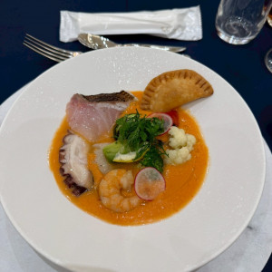 ガスパチョ。海鮮が大きく、大満足でした。|777527さんのアーフェリーク迎賓館（熊本）/テイクアンドギヴ・ニーズウェディングの写真(2572910)