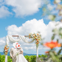 晴天で海の見えるガーデン