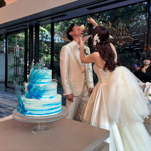 ケーキも自分たちの好きな青を取り入れる事が出来ました|777785さんのUTSUNOMIYA MONOLITH ~宇都宮モノリス~の写真(2572888)