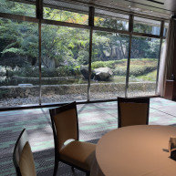 窓が大きく庭園が見え、自然光がかなり入ります！