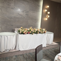 一つ目の披露宴会場の新郎新婦席