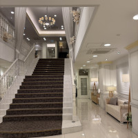 フラワーシャワーを行う大階段