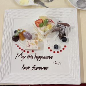 ケーキ入刀後のデザートプレート（新婦用）|778499さんのDream-Wall 小山（ドリームウォール）の写真(2591472)