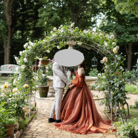 お色直し後、カメラマンさんがガーデンで写真を撮ってくれます