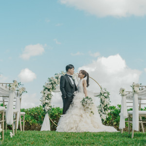 いい天気で、ガーデン装花も想像以上でした|779532さんのハレクラニ沖縄の写真(2580549)