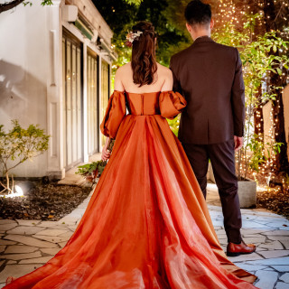 ライトアップされた中の撮影