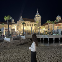 海浜公園の砂浜のところから撮った写真