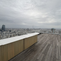 披露宴会場は屋上とも繋がっており、夜の夜景をバックに写真を撮