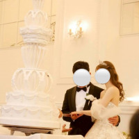 タワーケーキケーキ入刀